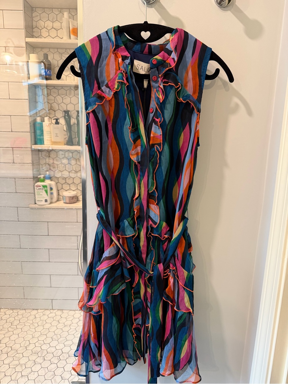 Saloni Multicolor Ruffle Sleeveless Mini Dress